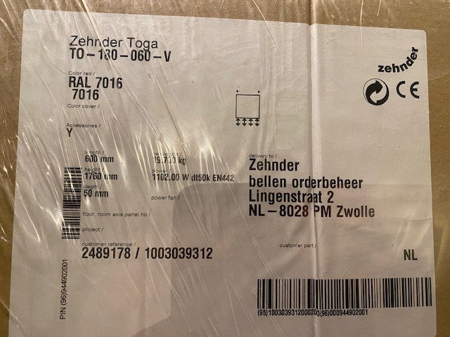 Zehnder Toga B600 x H1760